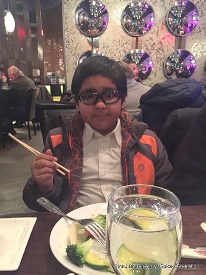 Aadi posing with chopsticks