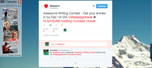 Matador U jan 2015 tweet about We Said Go Travel Writing Competition