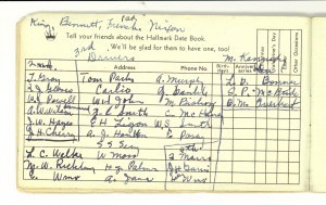 Inside page of date book