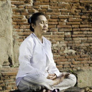 asian lady meditating