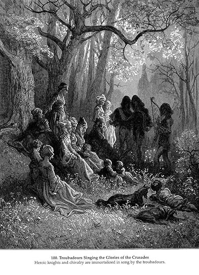 Troubadours singing the glory of the Crusades. Illustration by Gustave Dore. Public domain via WikiArt.
