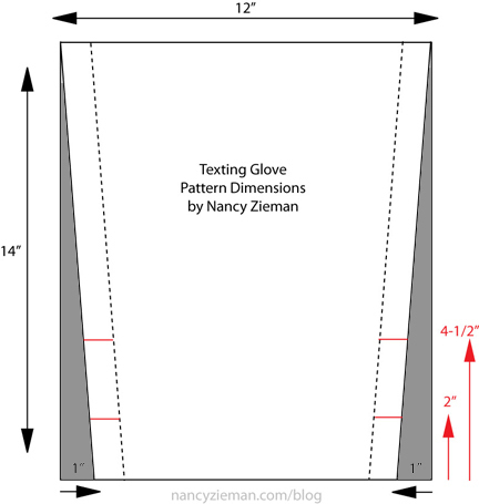 Texting Glove Pattern Drafting Dimensions by Nancy Zieman