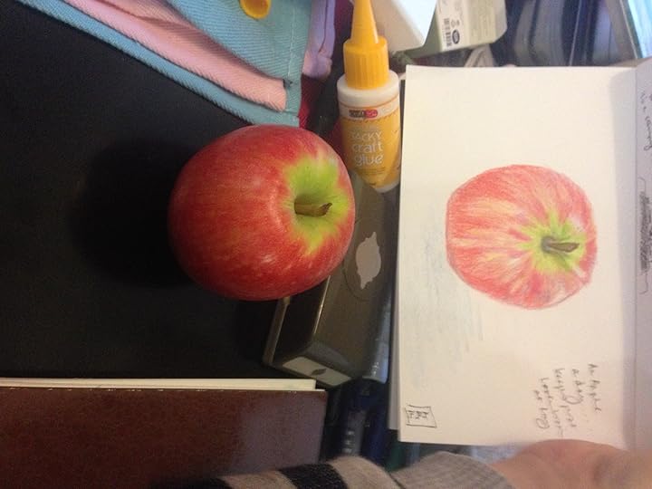 Coloured pencil apple study