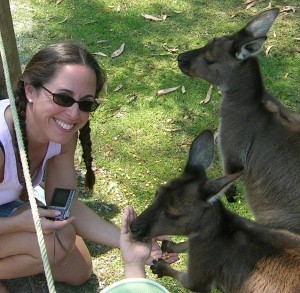 feeding the kangaroos-Healesville Sanctuary, Melbourne