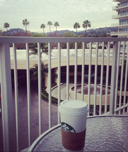 black coffee next to bed