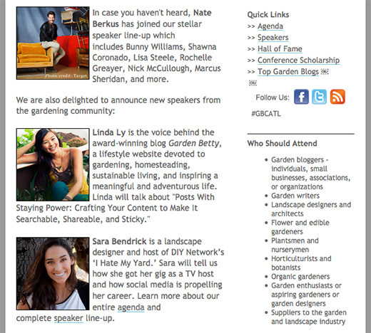 Hey Atlanta! I'll be speaking at the Garden Bloggers Conference