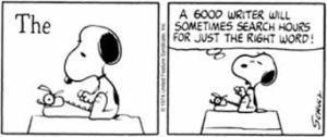 peanuts comic about writing