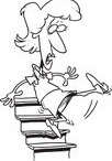 1048416-Cartoon-Black-And-White-Outline-Design-Of-A-Woman-Falling-Down-Stairs
