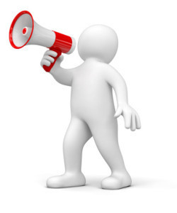 Man with megaphone