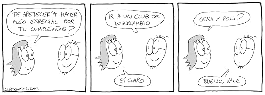 Tira cómica sobre cosas que hacer en pareja para celebrar un cumpleaños.