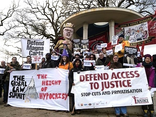 The Justice Alliance prepares to set off from Runnymede for the Houses of Parliament on a three-day Relay for Rights on February 21, 2015 (Photo: Fiona Hanson for the Independent).