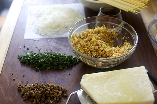 pecorino, pangrattato, capers, parsley