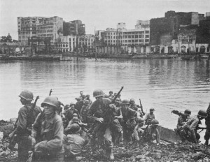 US Sixth Army troops in Manila, 1945. (US Army Center of Military History)