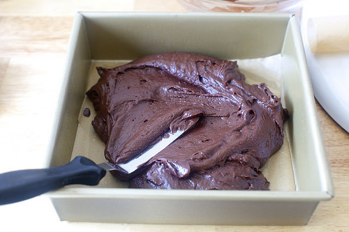 thick batter, spread it flat