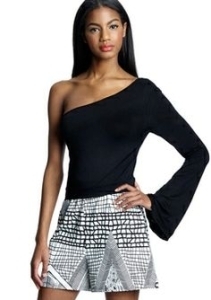 one shoulder black top