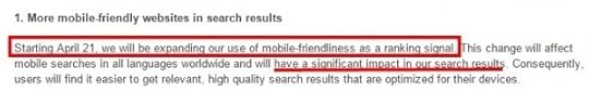 Google blog about mobile friendly search