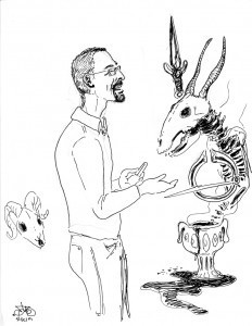 Portrait of me presenting at TKPL, by Dave Burbank