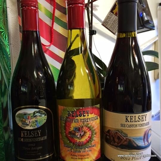 wine bottles at Kelsey See Canyon Vineyards in San Luis Obispo, California