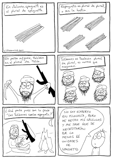 Cómic sobre plurales de plurales y talibanes que comían espaguetis.