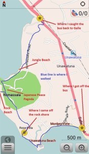 Getting to Jungle Beach - Map of Unawatuna