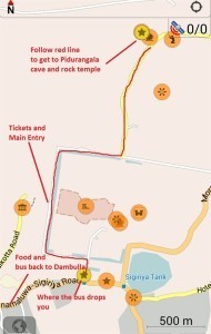 Getting to the Pidurangala Rock Temple - Sigiria - Map