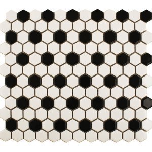 ZoomImageblack-and-white-hexagon-gloss-mosaic-tile1380792729