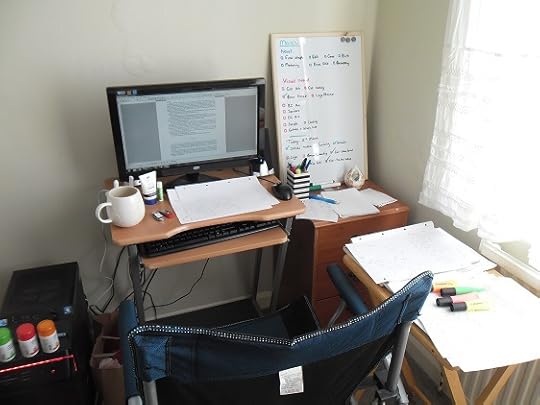 My writing space now, with bonus sunshine!