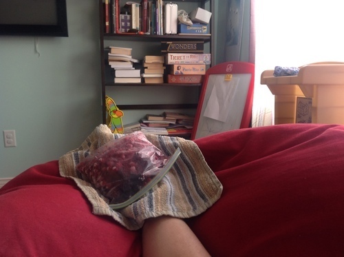 I write in the TV room with broken toes iced with berries. Granted, this is a little unusual. But it's happened. And it proves I will write anywhere, at anytime. 