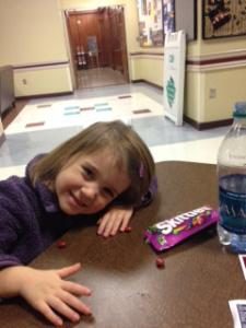 While Daddy gave his talk, Allie had to re-charge with her favorite snack!