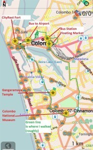 Free walking tour of Colombo - Map of Colombo