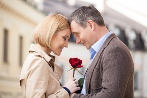 couple with a rose