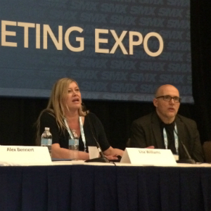 Lisa Williams and Mark Munroe on stage at SMX West