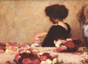 herbert james draper woman making potpourri painting