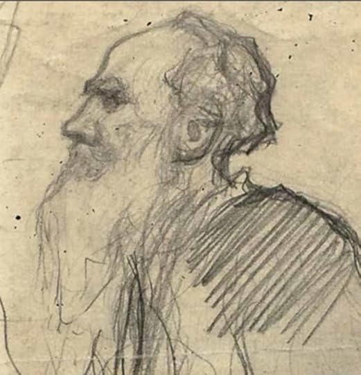 Pencil portrait of Tolstoy by Russian painter Leonid Pasternak