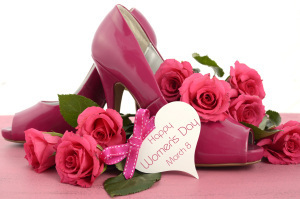 adies pink high heel stiletto shoes and roses