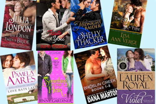 Hump Day books from Julia London, Irene Preston, Shelly Thacker, Lisa Ann Verge, Pamela Aares, Jenny Gardiner, Dana Marton, and Lauren Royal!