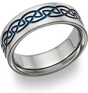 Celtic Blue Titanium Wedding Band | ApplesofGold.com