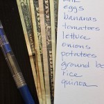 grocery shopping list and money