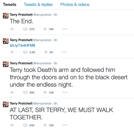 Terry Pratchett's Final Tweets