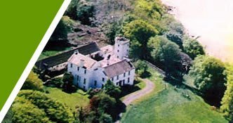 Old house on shores of a lake