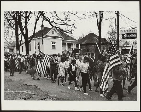[Participants, some carrying American flags, marching in the civil rights march from Selma to Montgomery, Alabama in 1965] (LOC) from Flickr via Wylio