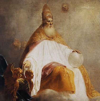Depiction of God the Father offering the right hand throne to Christ, Pieter de Grebber, 1654.