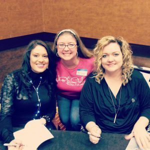 Why do I always look like I am trying not to pee myself? The beautiful authors Tarryn Fisher and Colleen Hoover trying to not look scared of me