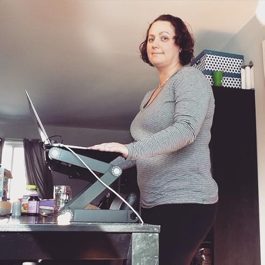 At the standing desk today. Because my hips cannot take another moment of sitting down. #old #dailyphoto #ig2015 #365days