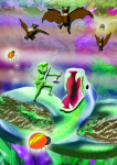 Friend Heidi Counsell designed her image of Mirrortac fighting the Snerk.
