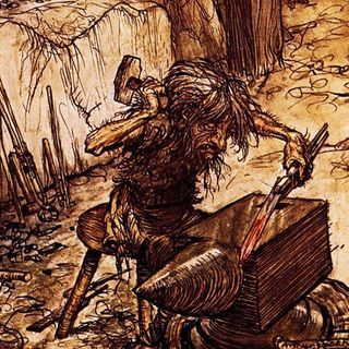 Mime Makes a Sword for Sigfried by Arthur Rackham