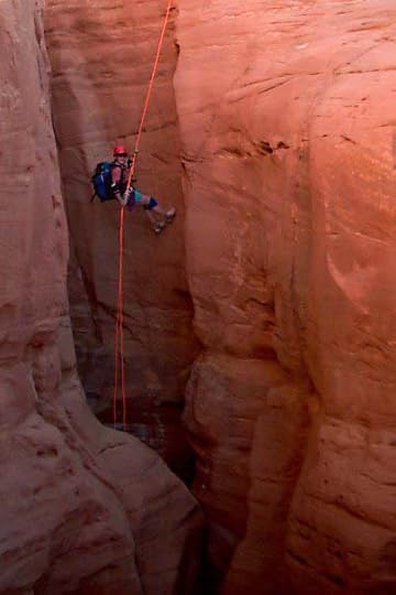 Courtney enters the canyon (pic by Jason)