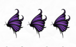 three purple butterflies