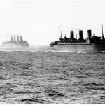 Troopships RMS Aquitania and SS Ile de France