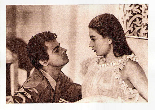 Serge Reggiani and Anouk Aimée in Les amants de Vérone (1949)